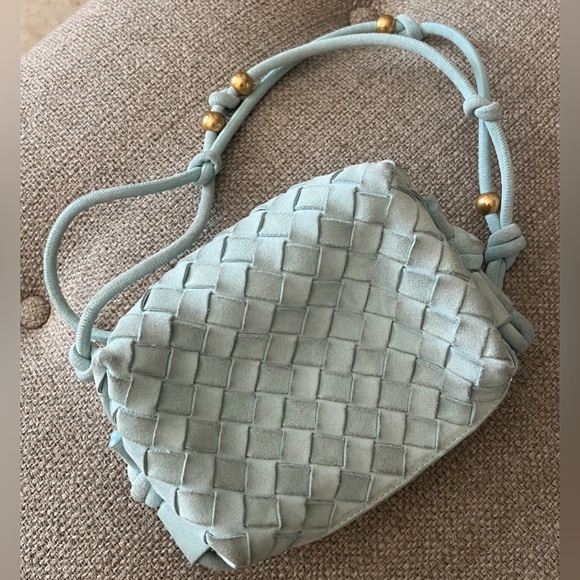 Bottega Veneta Mini Loop Blue Suede Shoulder Crossbody  Bag - Picture 8 of 10